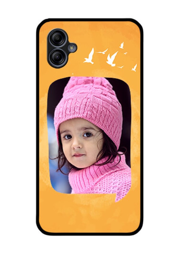 Galaxy M04 Personalized Glass Phone Case - Water Color Design with Bird Icons