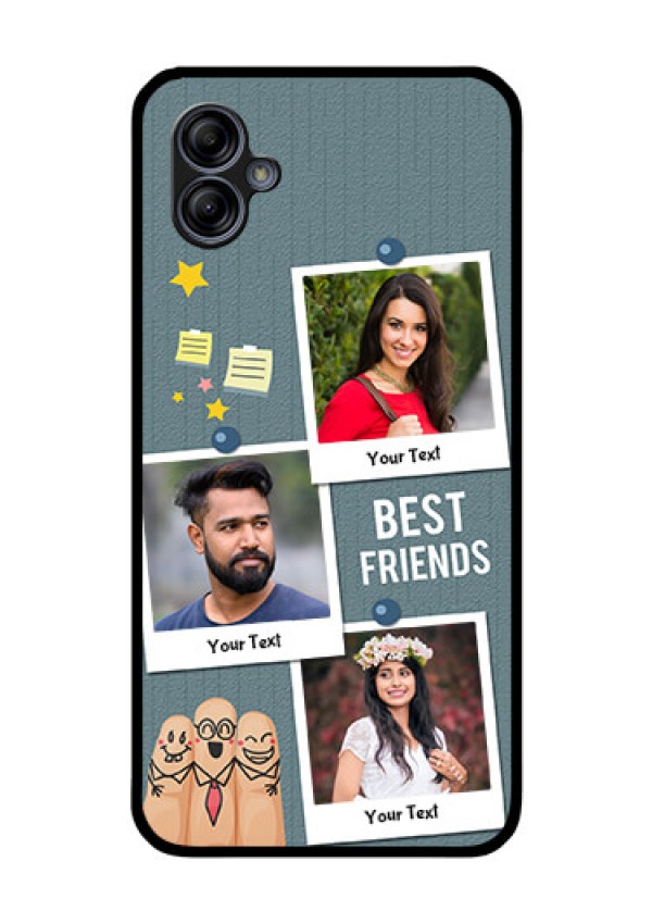 Galaxy M04 Personalized Glass Phone Case - Sticky Frames and Friendship Design