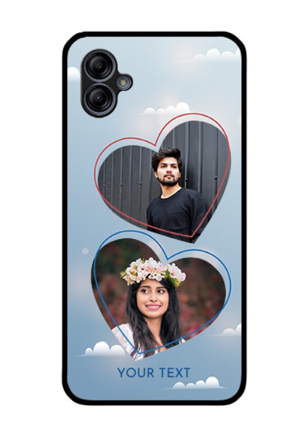 Galaxy M04 Custom Glass Mobile Case - Blue Color Couple Design