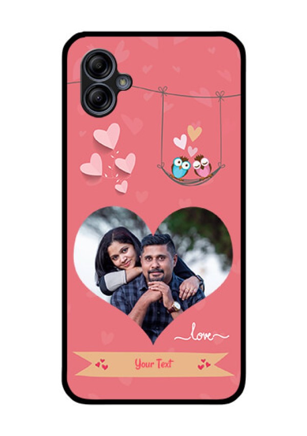Galaxy M04 Personalized Glass Phone Case - Peach Color Love Design