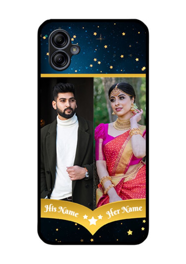 Galaxy M04 Custom Glass Phone Case - Galaxy Stars Backdrop Design