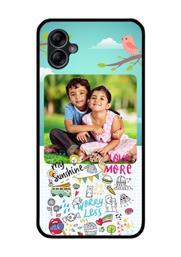 Galaxy M04 Photo Printing on Glass Case - Doodle love Design