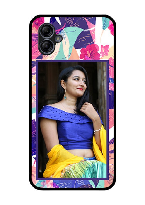 Galaxy M04 Custom Glass Mobile Case - Abstract Floral Design