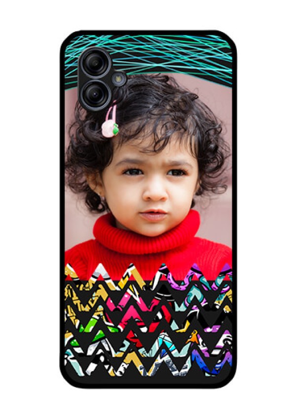 Galaxy M04 Personalized Glass Phone Case - Neon Abstract Design