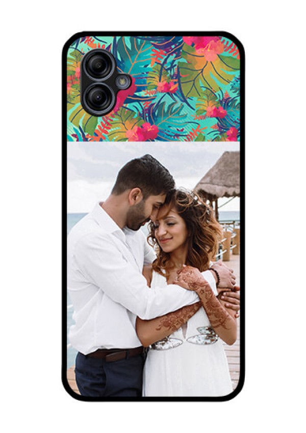 Galaxy M04 Photo Printing on Glass Case - Watercolor Floral Design