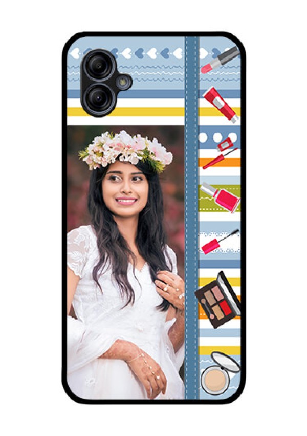 Galaxy M04 Personalized Glass Phone Case - Makeup Icons Design