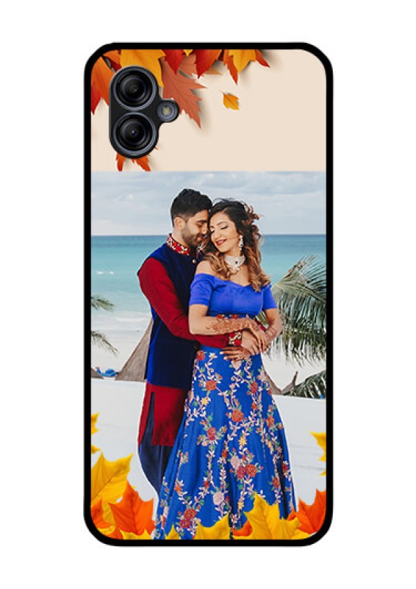 Galaxy M04 Photo Printing on Glass Case - Autumn Maple Leaves Design