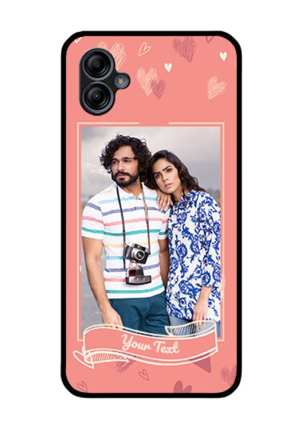 Galaxy M04 Custom Glass Phone Case - Love doodle art Design