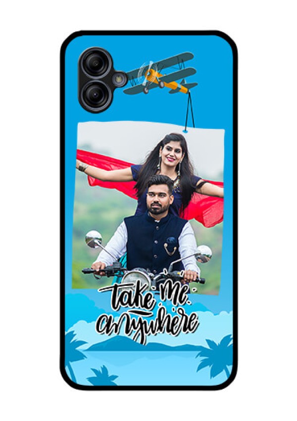 Galaxy M04 Custom Glass Mobile Case - Traveller Design