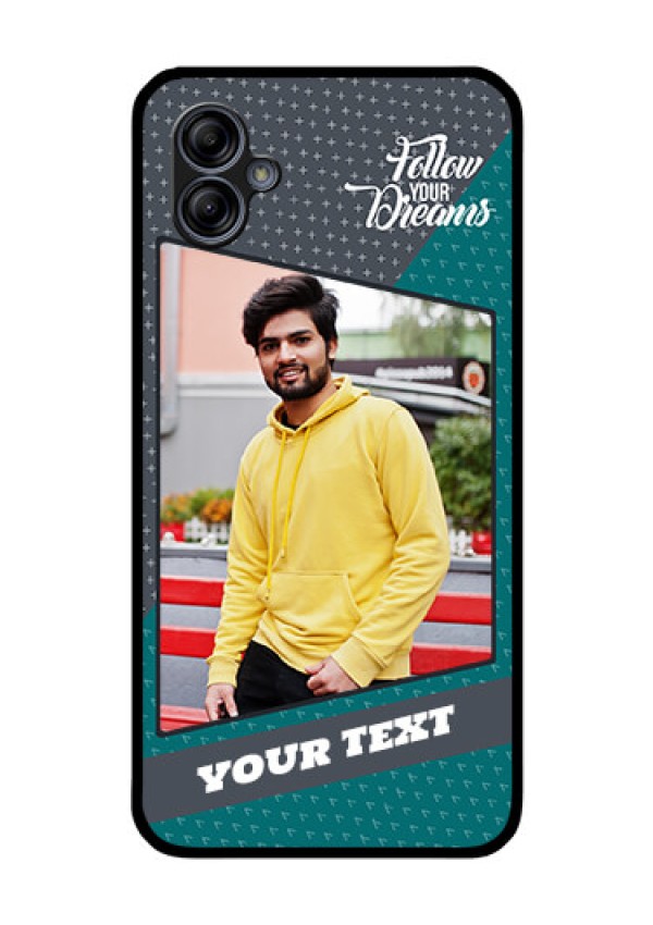 Galaxy M04 Personalized Glass Phone Case - Background Pattern Design with Quote