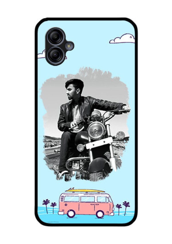 Galaxy M04 Photo Printing on Glass Case - Travel & Adventure Design