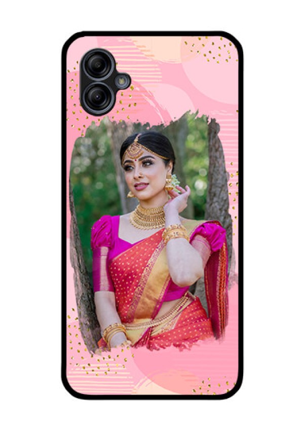 Galaxy M04 Personalized Glass Phone Case - Gold Glitter Splash Design