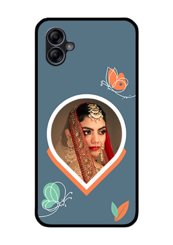Galaxy M04 Custom Glass Mobile Case - Droplet Butterflies Design