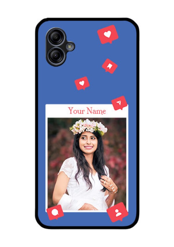 Galaxy M04 Custom Glass Phone Case - Like Share And Comment Design