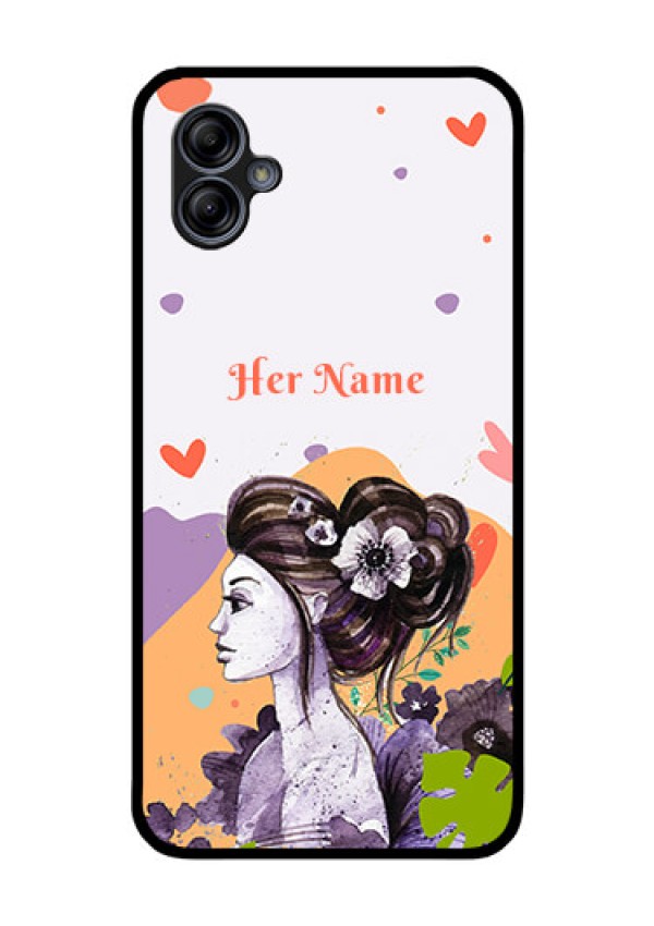 Galaxy M04 Personalized Glass Phone Case - Woman And Nature Design