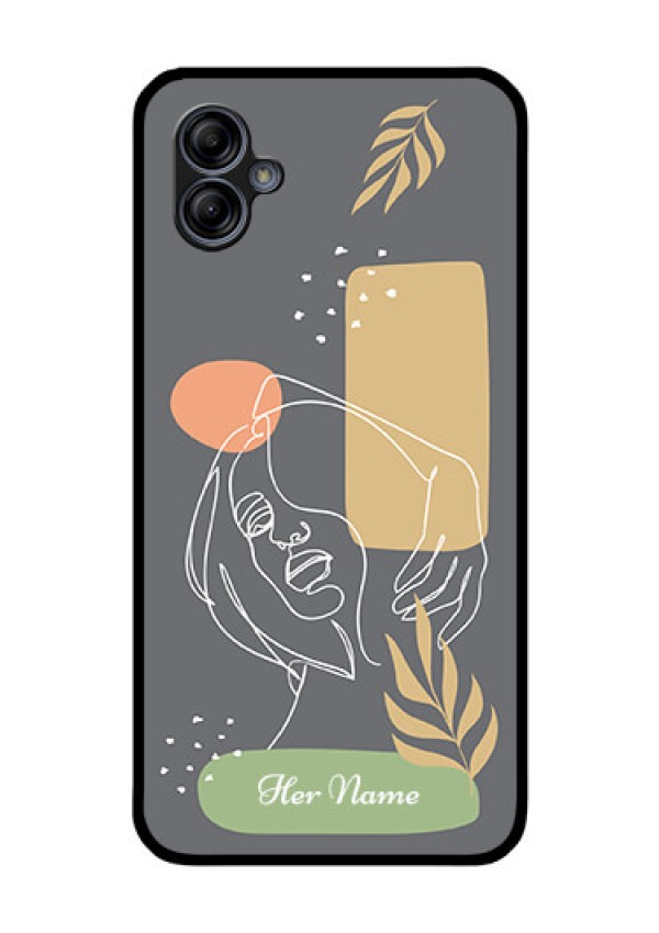 Galaxy M04 Custom Glass Phone Case - Gazing Woman line art Design