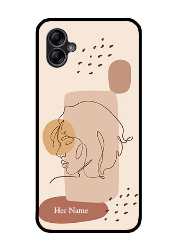 Galaxy M04 Photo Printing on Glass Case - Calm Woman line art Design