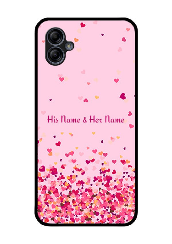 Galaxy M04 Photo Printing on Glass Case - Floating Hearts Design