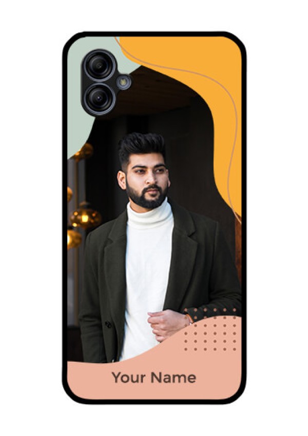 Galaxy M04 Personalized Glass Phone Case - Tri-coloured overlay design