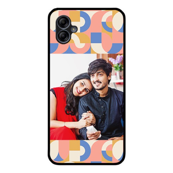 Galaxy M04 Photo Printing on Glass Case - Semi-circle Maze Pattern Design