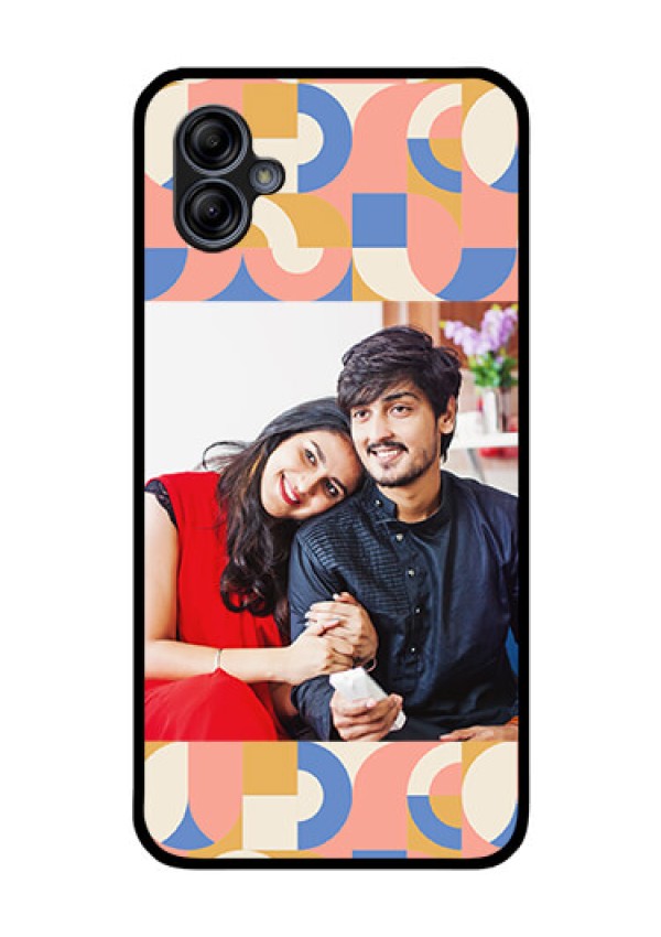 Galaxy M04 Photo Printing on Glass Case - Semi-circle Maze Pattern Design