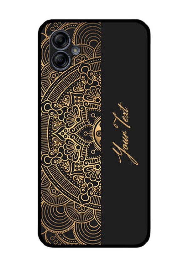 Galaxy M04 Photo Printing on Glass Case - Mandala art with custom text Design