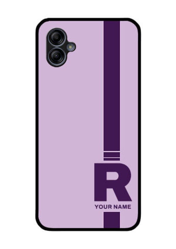 Galaxy M04 Photo Printing on Glass Case - Simple dual tone stripe with name Design