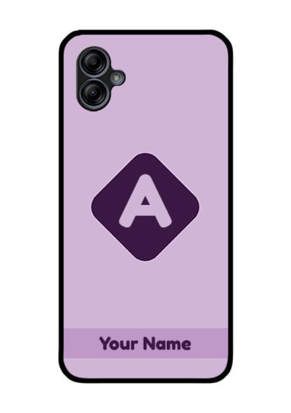 Galaxy M04 Custom Glass Mobile Case - Custom Letter in curved badge Design