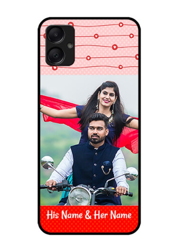 Galaxy M05 Custom Glass Phone Case - Red Pattern Case Design