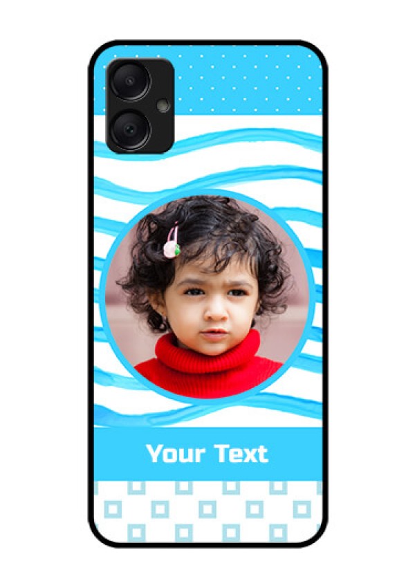 Galaxy M05 Custom Glass Phone Case - Simple Blue Case Design