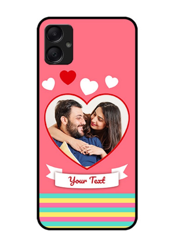 Galaxy M05 Custom Glass Phone Case - Love Shapes Doodle Design