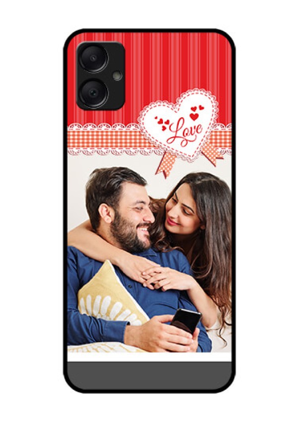Galaxy M05 Custom Glass Phone Case - Red Love Pattern Design