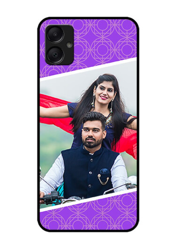 Galaxy M05 Custom Glass Phone Case - Violet Color Pattern Design