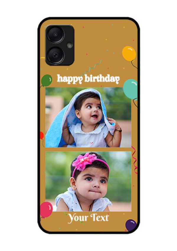 Galaxy M05 Custom Glass Phone Case - Image Holder With Birthday Celebrations Design