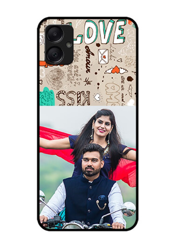 Galaxy M05 Custom Glass Phone Case - Love Doodle Pattern