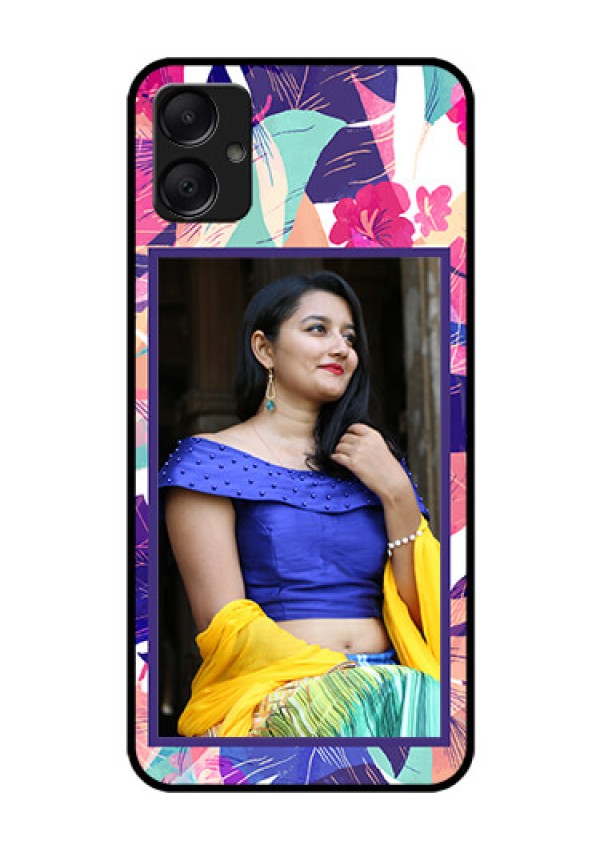 Galaxy M05 Custom Glass Phone Case - Abstract Floral Design