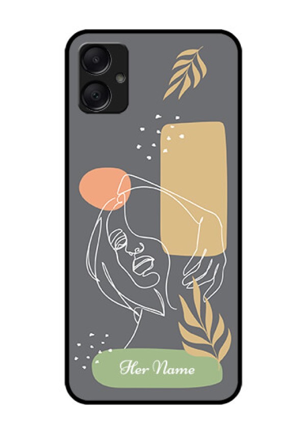 Galaxy M05 Custom Glass Phone Case - Gazing Woman Line Art Design