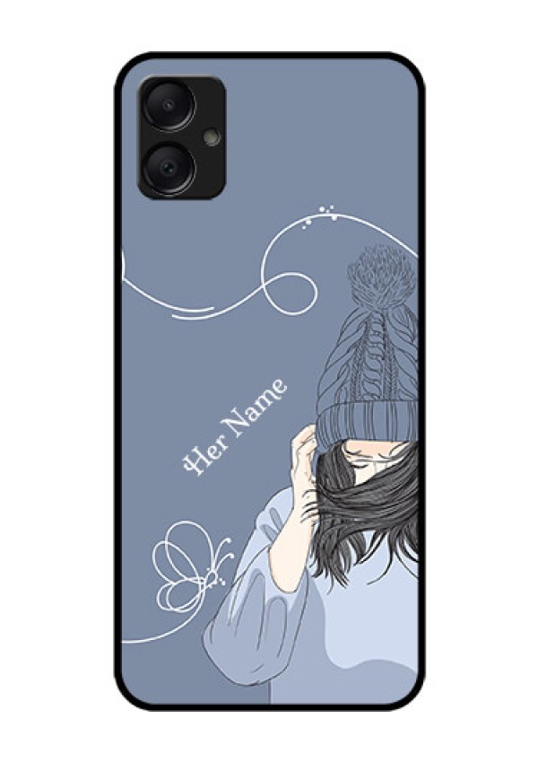 Galaxy M05 Custom Glass Phone Case - Girl In Winter Outfit Design