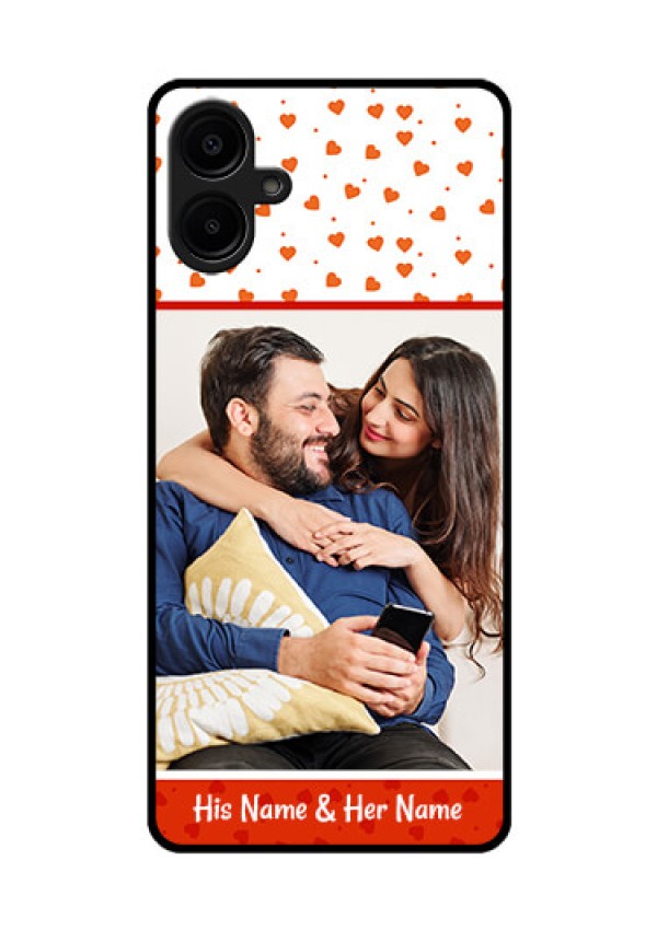 Galaxy M06 Custom Glass Phone Case - Orange Love Symbol Design