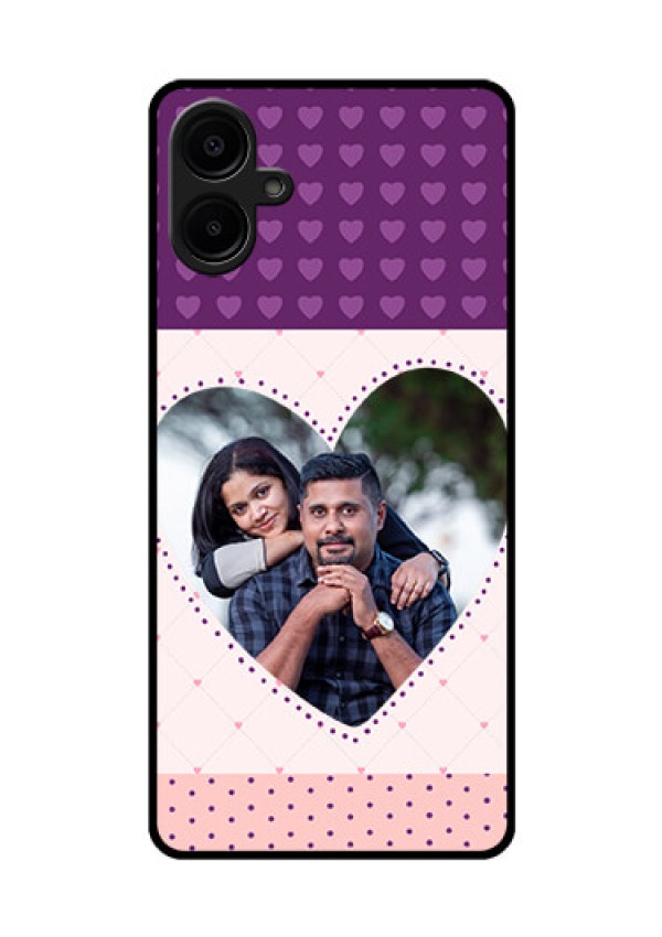 Galaxy M06 Custom Glass Phone Case - Violet Love Dots Design