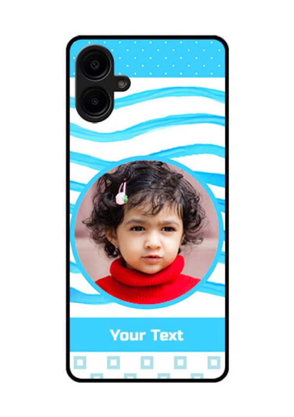 Galaxy M06 Custom Glass Phone Case - Simple Blue Case Design
