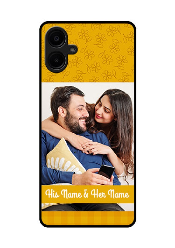 Galaxy M06 Custom Glass Phone Case - Yellow Floral Design
