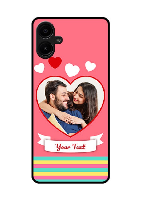 Galaxy M06 Custom Glass Phone Case - Love Shapes Doodle Design