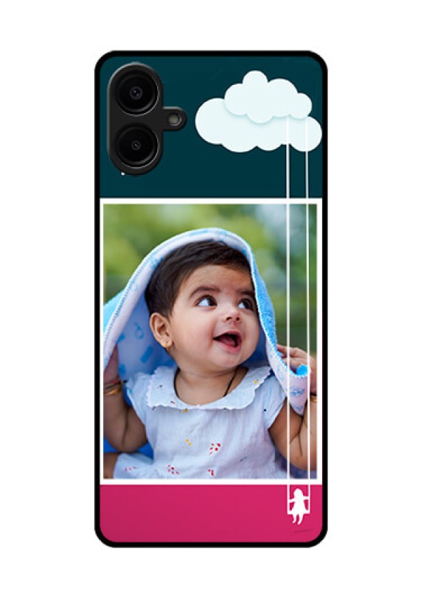 Galaxy M06 Custom Glass Phone Case - Cute Girl With Cloud Design