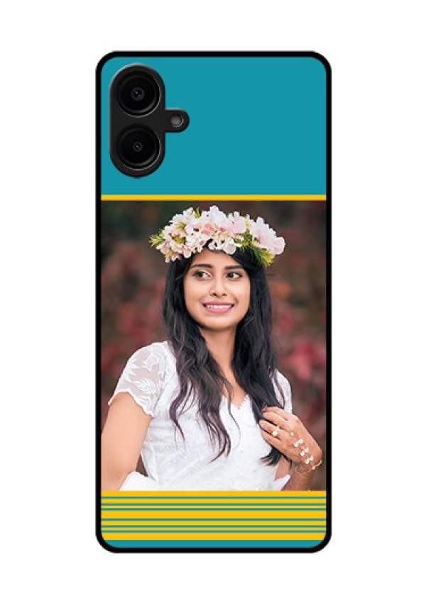 Galaxy M06 Custom Glass Phone Case - Yellow and Blue Design