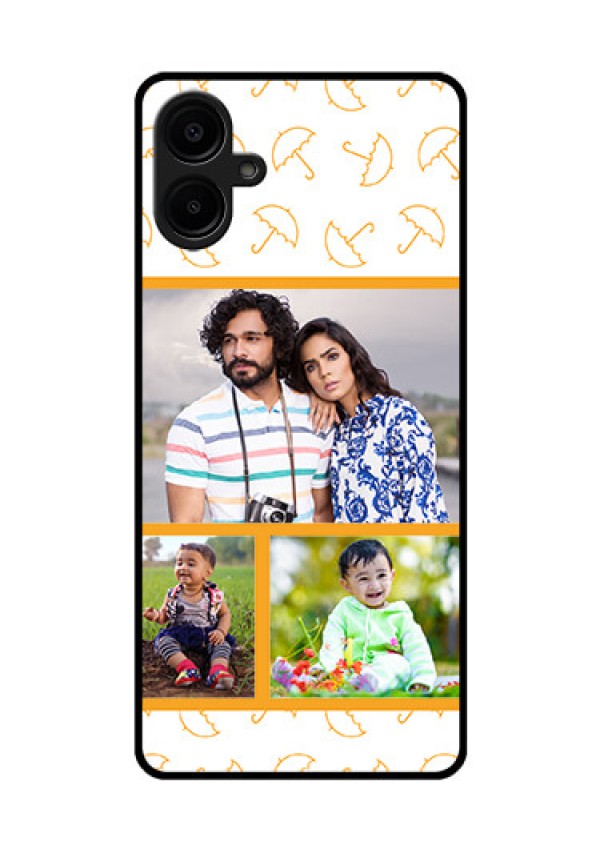 Galaxy M06 Custom Glass Phone Case - Yellow Pattern Design