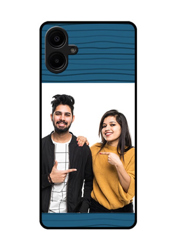 Galaxy M06 Custom Glass Phone Case - Blue Pattern Cover Design