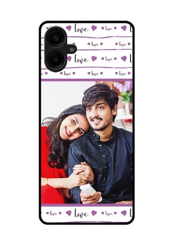 Galaxy M06 Custom Glass Phone Case - Couples Heart Design