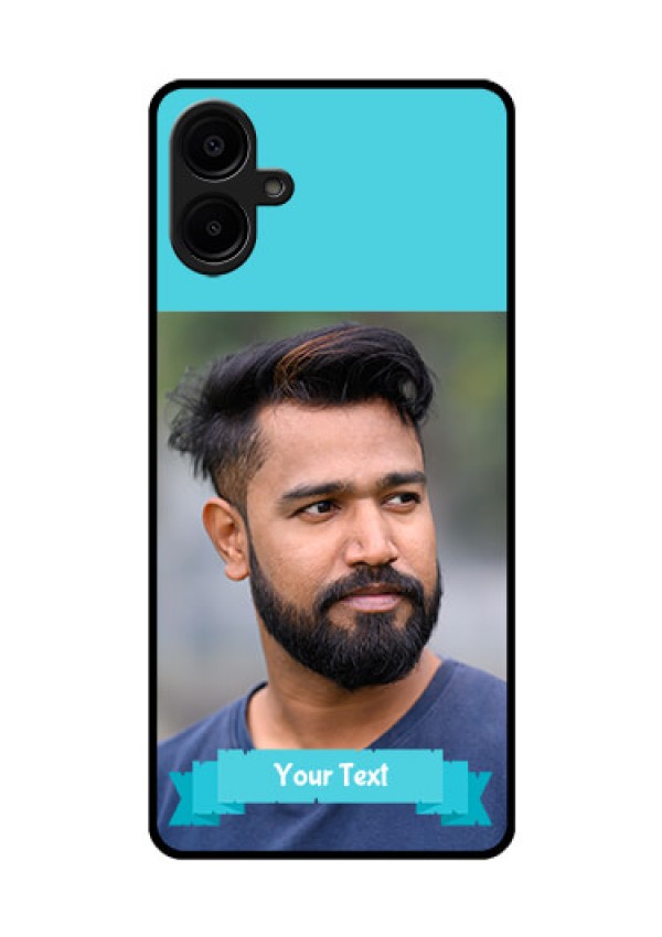 Galaxy M06 Custom Glass Phone Case - Blue Color Design