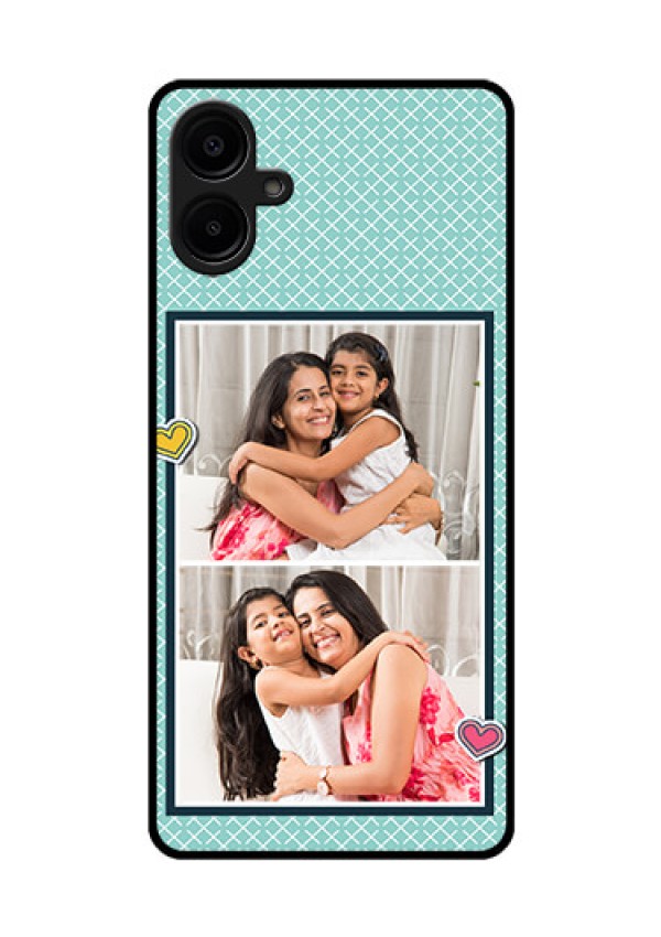 Galaxy M06 Custom Glass Phone Case - 2 Image Holder With Pattern Design